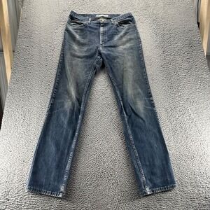 Lee Jeans Mens 34x36 Blue Dark Wash Cotton Regular Fit Denim Workwear